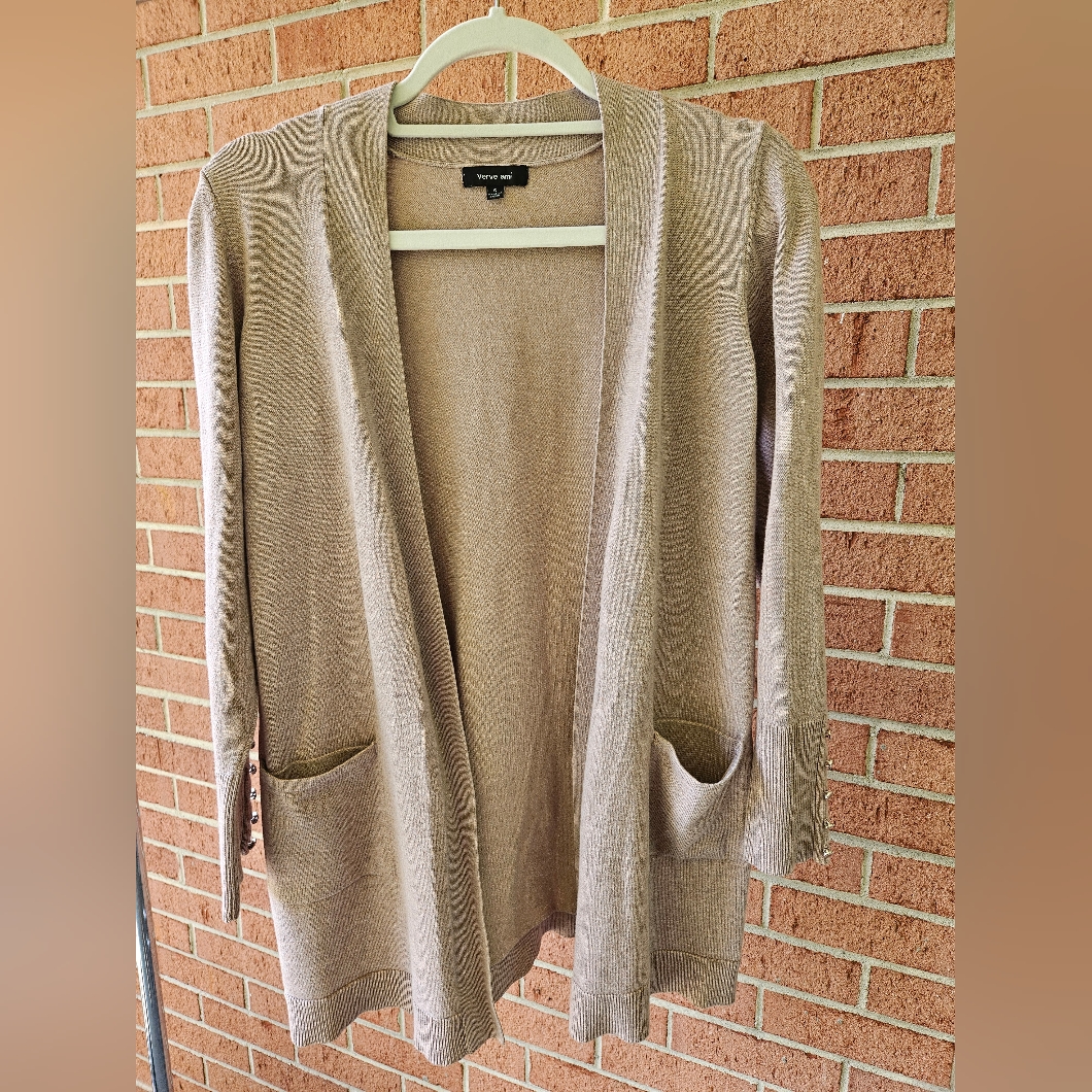 Verve Ami Womens Cardigan Tan Size Small